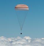 Soyuz TMA-19M capsule descending to landing (NASA)